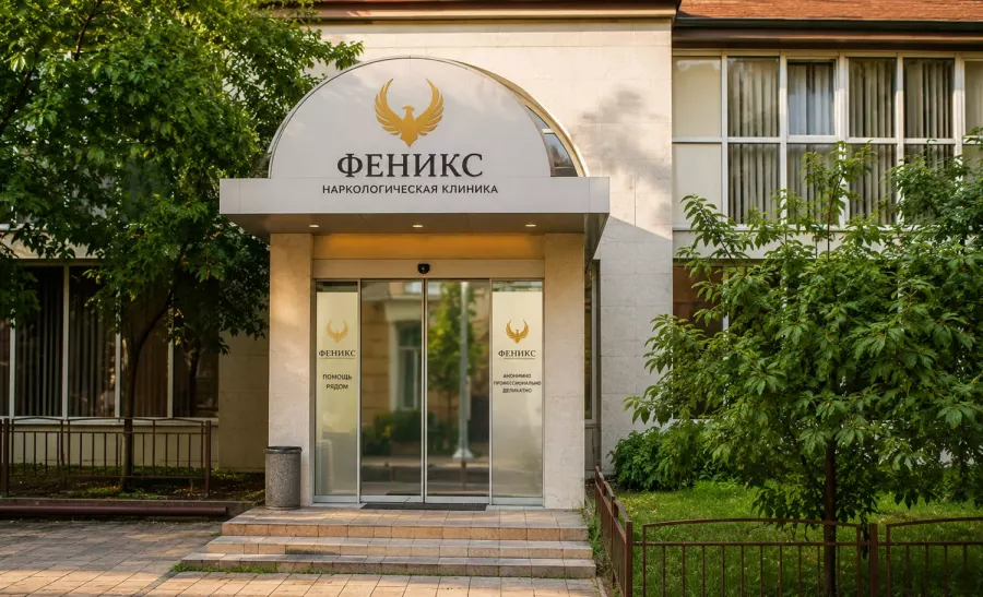 Вход в наркологическую клинику «Феникс» в Сосновке